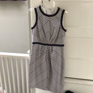 SHOSHANNA BLUE AND WHITE STRIPPED SHIFT DRESS